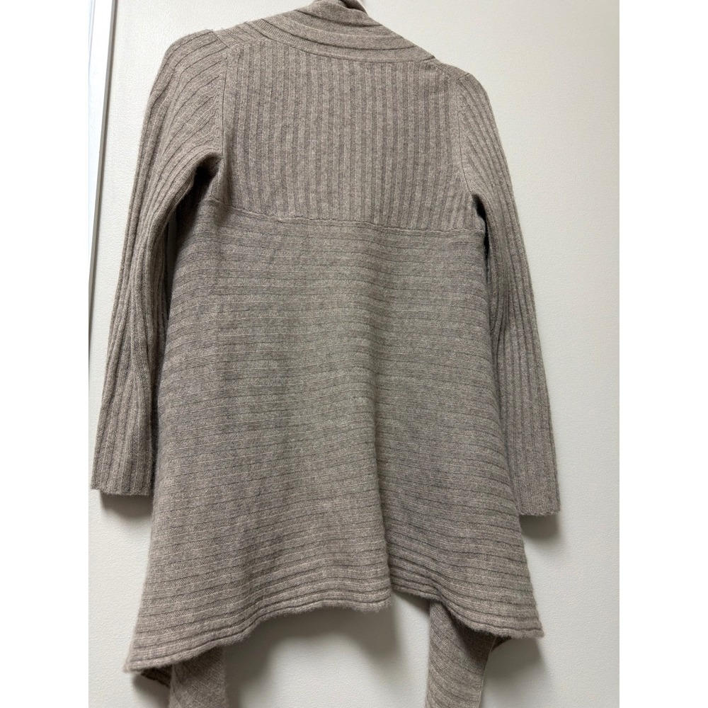 Elena Solano 100% Cashmere Ribbed Cardigan Taupe Brown Open Front Womens M - Picture 8 of 11